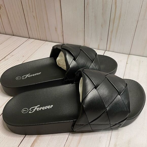 Akira Forever Black Basket Weave Slide Sandal Women’s Size 6.5 - Picture 3 of 3